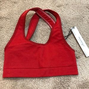 Morgan Stewart Sport Electric red sports bra.